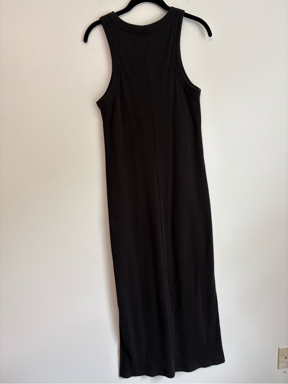 Old Navy Black Sleeveless Racerback Ribbed Maxi Dress Sz L Shelf Bra Easy Summer - Picture 7 of 10